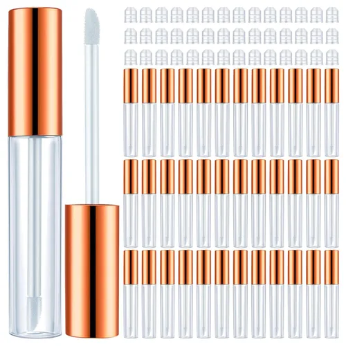 Vista 8 de Nuanchu 100 tubos de brillo de labios de 0.3 fl oz (0.3 fl oz) a granel, recipientes de plástico vacíos para brillo de labios, tubos transparentes
