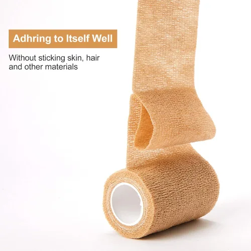Vista 2 de Cinta de vendaje autoadhesiva (3 pulgadas x 5 yardas), paquete de 8 vendajes elásticos cohesivos para primeros auxilios, deportes, muñeca y tobillo