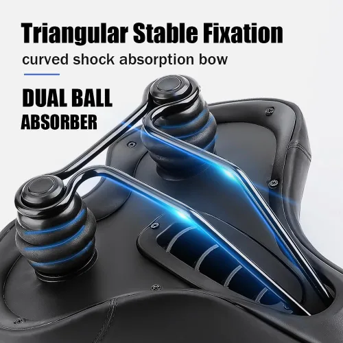 Vista 2 de Cómodo sillín de bicicleta de gel, ancho, acolchado de espuma viscoelástica, ajuste universal para hombres y mujeres, asiento de bicicleta