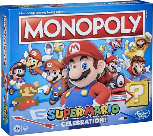 Vista 4 de Monopoly Super Mario Celebration Edition Board Game for Super Mario Fans for 4 Players Ages 8 and Up, with Video Game Sound Effects