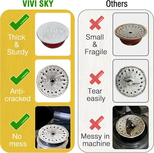 Vista 5 de VIVI SKY 120 tapas de papel de aluminio para cápsulas Nespresso reutilizables Vertuoline, cápsulas de café, sellos, cubiertas adhesivas compatibles