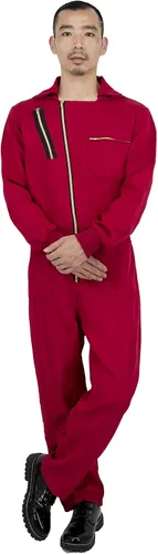 Vista 4 de Disfraz de cosplay, versión original de la serie de televisión, overol para adultos, overol con cremallera, rojo, S-XL (talla S)