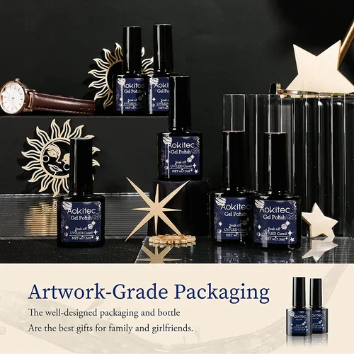 Vista 2 de Aokitec Kit de esmalte de uñas de gel con lámpara de uñas LED UV de 78 W, juego de 2 esmaltes de gel para remojar, kit de manicura en casa, secador