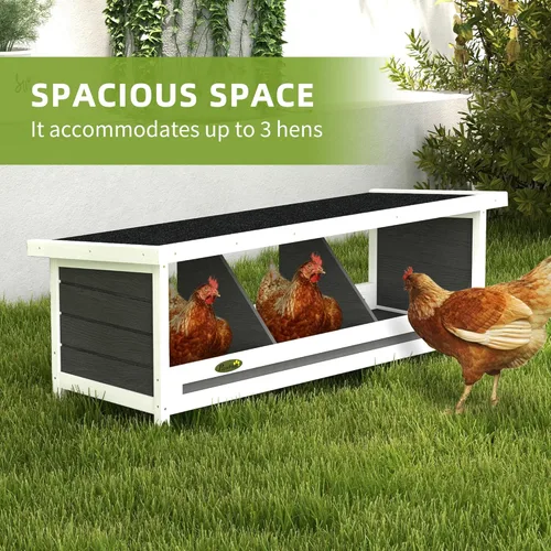 Vista 3 de PawHut Wood Chicken Nesting Box, 3 Hole Chicken Boxes for Laying Eggs, Chicken Coop Nesting Box with Asphalt Roof for Indoor or Outdoor, Fits Up to