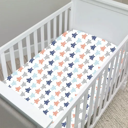 Vista 4 de GROW WILD Sábanas de cuna oceánica para niños (paquete de 3), sábanas para cuna de bebé, suaves y ajustadas, sábana de colchón para cuna o sábanas