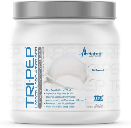 Vista 14 de Metabolic Nutrition - TRIPEP - Aminoácido de cadena ramificada de tres péptidos, BCAA en polvo, suplemento pre intra post entrenamiento, frambuesa