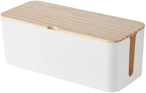 Vista 4 de 12.5x5.7x5.3in Cable Management Box Cable Organizer Box and Power Strip Box Hide Desk Cord and Floor Cables to Cover and Hide & Power Strips & Cords