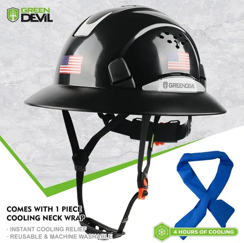 Vista 2 de Casco de seguridad de construcción ventilado de ala completa, casco de seguridad aprobado por la OSHA Cascos De Construcción, cascos de trabajo