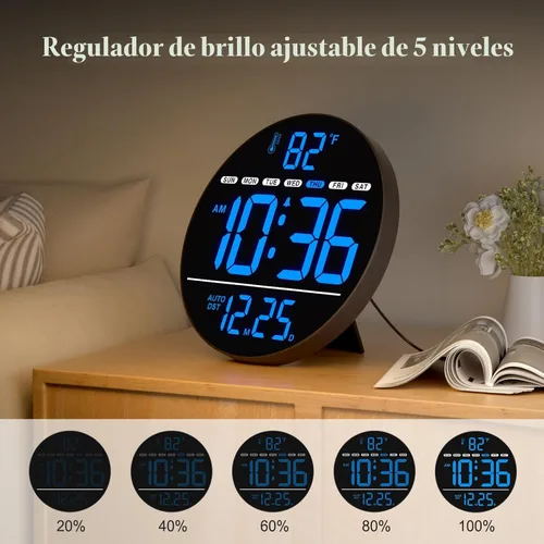 Vista 3 de WallarGe Reloj de pared digital grande eléctrico con pantalla LED
