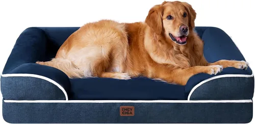 Vista 109 de EHEYCIGA – Cama ortopédica impermeable para perros pequeños, de espuma viscoelástica tipo caja de huevos, con bordes elevados y base antideslizante