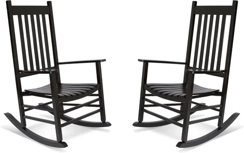 Vista 26 de Shine Company - Balancín para porche estilo Vermont, Silla mecedora de madera de respaldo alto, Aruba