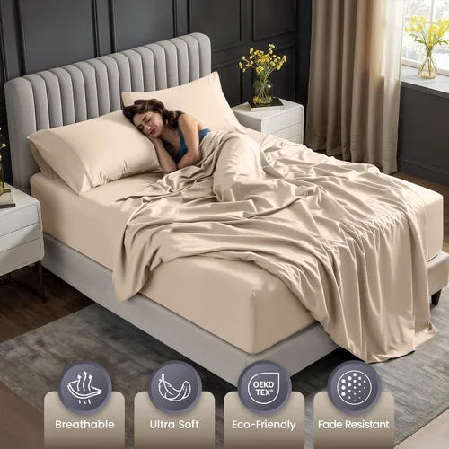 Vista 4 de Utopia Bedding - Juego de sábanas de bolsillo profundo para cama individual – Se adapta a colchones de hasta 21 pulgadas – Refrescantes, suaves