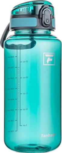 Vista 15 de Fanhaw Botella de agua Tritan transparente de 32 onzas, sin BPA y a prueba de fugas, boca ancha con tapa antipolvo, botella de plástico reutilizable