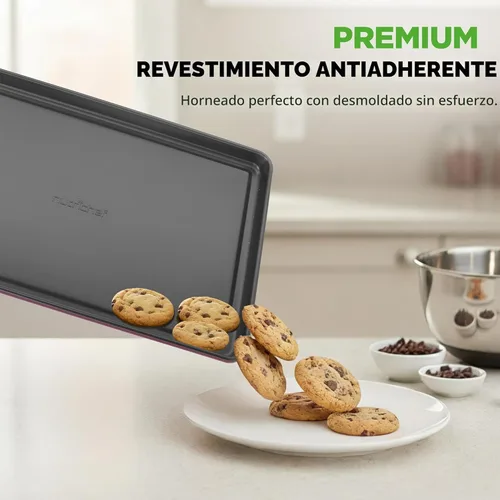 Vista 4 de NutriChef Juego de moldes para hornear antiadherentes apilables de 8 piezas - Libre de PFOA, PFOS, PTFE, juego de moldes para hornear