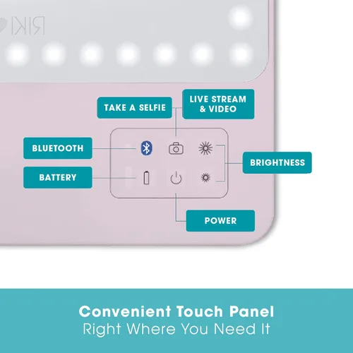 Vista 7 de GLAMCOR Riki Skinny - Espejo de tocador inteligente con LED HD, accesorio de espejo de aumento, soporte para teléfono y control Bluetooth