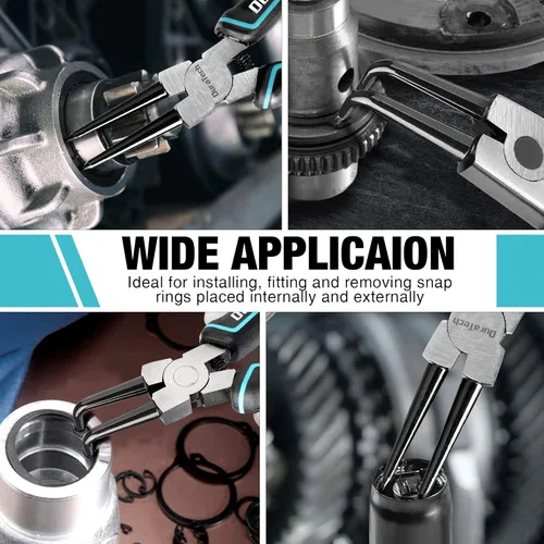 Vista 5 de DuraTech Juego de 4 piezas de alicates para anillos de retención, 7 pulgadas, kit de alicates para circlips internos y externos resistente