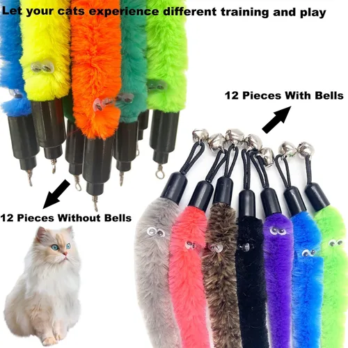 Vista 3 de Recambios de gusano de juguete para gatos, 24 piezas interactivas para gatos de interior 24 piezas de recambios de gusanos