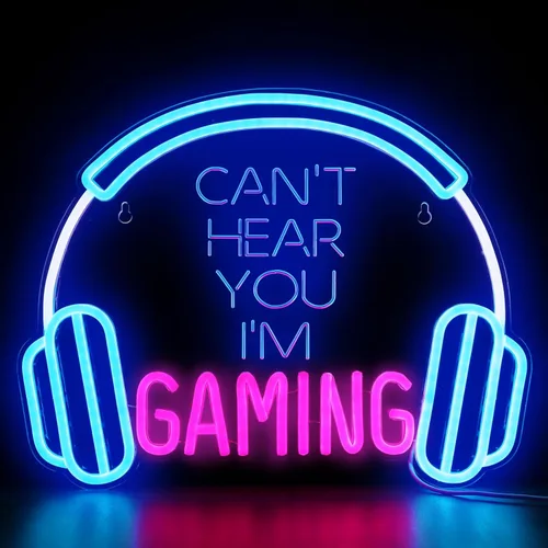 Vista 11 de Kavaas Letrero de neón de arcade, letreros LED para decoración de sala de arcade, letrero de neón retro para dormitorio de niños, decoración