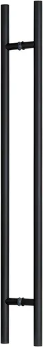 Prima Decorative - Tirador de puerta largo, manija de puerta de entrada 60 pulgadas redonda en forma de H, acero inoxidable 304 - Negro (tamaño de