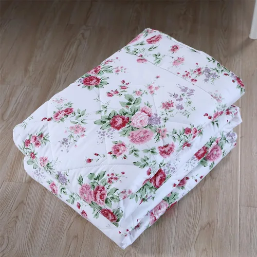 Vista 8 de FADFAY Juego de edredón floral rosa tamaño individual, edredón de verano floral desgastado 100% tela de algodón con relleno interior de microfibra