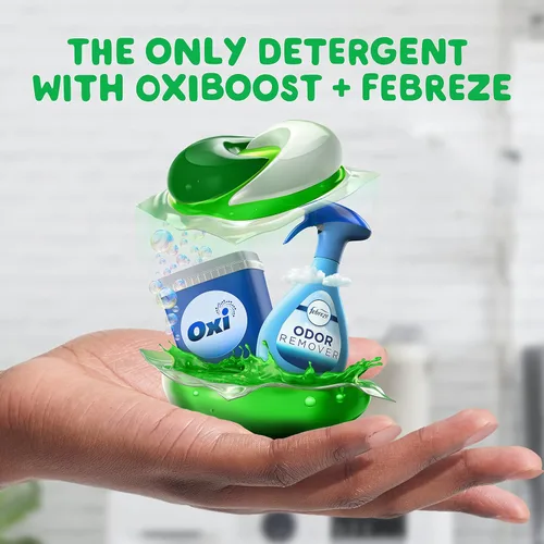 Vista 3 de Gain Flings cápsulas de detergente para lavandería con defensa contra el olor, 60 unidades, aroma Super Fresh Blast, cápsulas de detergente HE 3en1