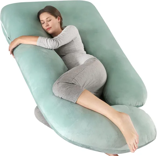 Vista 11 de Almohada de embarazo de cuerpo completo de 57 pulgadas, almohada de maternidad con funda extraíble lavable, soporte para dormir para piernas