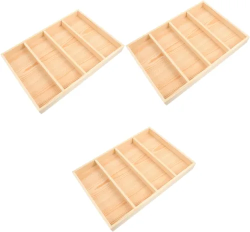 EXCEART 3pcs Storage Tray Ring Dish Plates Engagement Ring Box Jewelry Compartment Tray Earring Tray Vanity Accessories Wooden Drawer Decorative