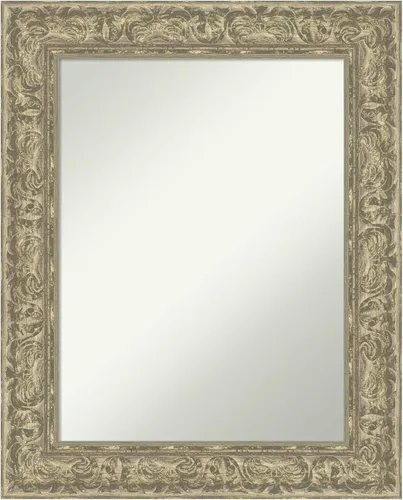 Vista 95 de Amanti Art Espejo de pared plateado de 27 x 21 pulgadas, espejo rectangular de baño de níquel cepillado para decoración de pared, sala de estar