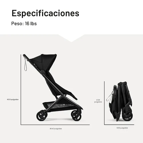 Vista 3 de Bugaboo Butterfly 2 - Cochecito de viaje ultracompacto plegable de un Negro (Heritage Black)