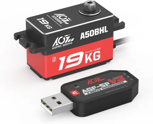 Vista 10 de AGFRC 19 kg de bajo perfil impermeable RC-Winch-Servo - 0.073s de alta velocidad, engranaje de metal CNC completo, servo inteligente programable sin
