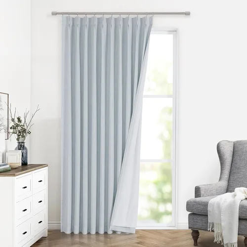 Vista 35 de Vision Home Cortinas marrones con pliegues pinzados, opacas completas, cortinas de ventana de lino mezclado para oscurecer la habitación, cortinas