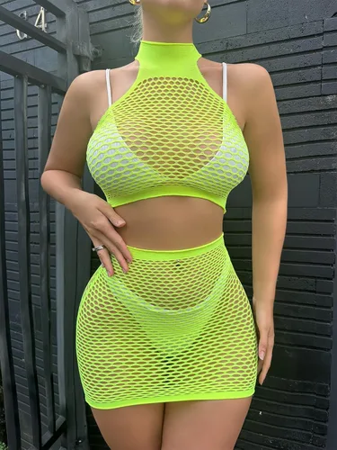 Vista 7 de Lencería de malla para mujer, mini vestido tipo babydoll de malla transparente, para el día de San Valentín, lencería