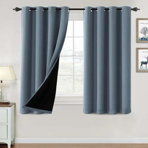 Vista 81 de H.VERSAILTEX Cortinas 100% de opacidad para dormitorio, con aislamiento térmico, cortinas opacas de 63 pulgadas de largo, cortinas de bloqueo
