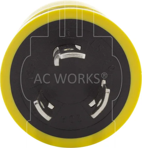 Vista 4 de AC WORKS Generador a adaptador RV de 30 amperios (L5-20 20A 3 clavijas de bloqueo compacto) Amarillo