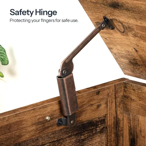 Vista 9 de HOOBRO Cofre de almacenamiento, baúl de juguetes de 43.3 pulgadas con cajón, banco de almacenamiento de madera, banco de entrada resistente que