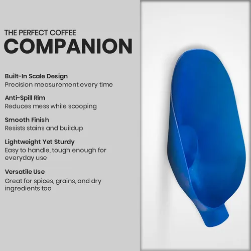 Vista 3 de Rattleware Cuchara de escala azul de grano de Kilo de 16.85 pulgadas, herramienta versátil para medición y recolección de granos de café
