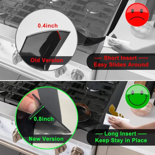 Vista 3 de KindGa - Cubierta de silicona para cubrir los espacios entre la mesada y la cocina, cubierta larga para tapar los espacios entre los Negro