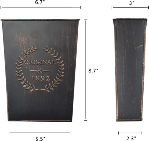 Vista 6 de LESEN Macetero de pared de metal rústico para colgar en el hogar, florero de pared para plantas o flores, interior o exterior, decoración de pared