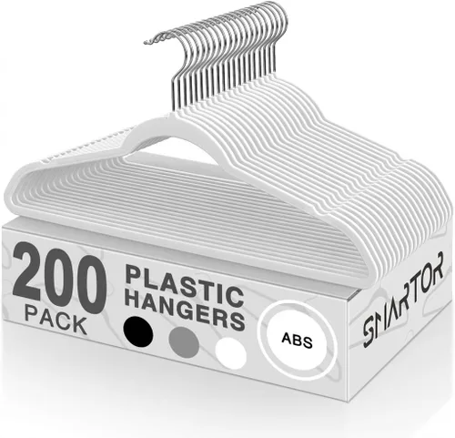 Vista 14 de SMARTOR Perchas de plástico para ropa, paquete de 50 perchas de plástico resistentes para ropa, perchas delgadas sin terciopelo con gancho giratorio