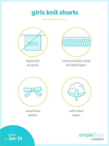 Vista 4 de Simple Joys by Carter's Paquete de 3 pantalones cortos de punto para niña
