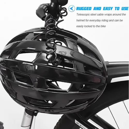 Vista 4 de HZEL Cerradura para casco de motocicleta, cerradura retráctil de cable de bicicleta pequeña con código de combinación de 4 dígitos, accesorios