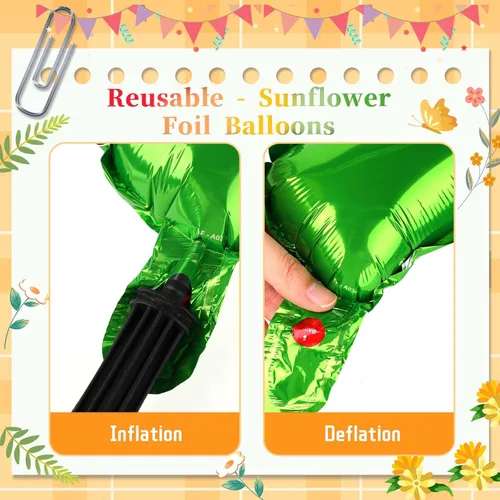 Vista 4 de Paquete de 12 globos de girasol de 36 pulgadas, kit de arco de globos de Mylar de girasol, guirnalda de globos de girasol de papel de aluminio