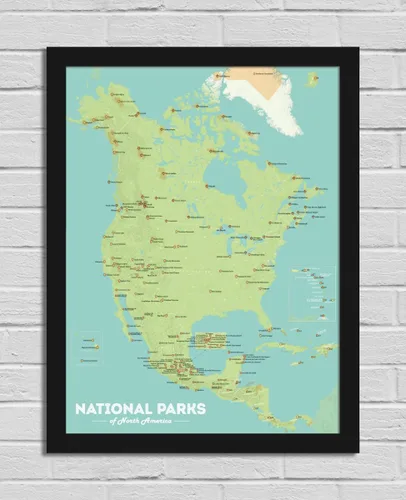 Vista 8 de Best Maps Ever Póster de mapa de parques nacionales de América del Norte, 18 x 24 pulgadas (verde y aguamarina)