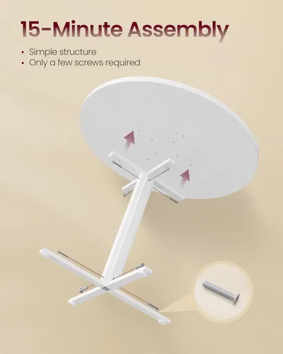 Vista 6 de VASAGLE Juego de mesa de comedor, mesa de comedor redonda con 2 sillas de cocina tapizadas, para espacios pequeños, cocina, sala de estar, marco