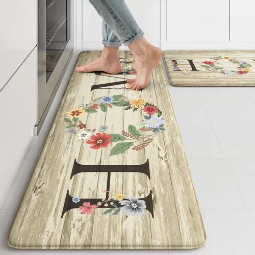 Vista 27 de KIMODE Tapete de Cocina Estilo Granja 2PCS Alfombras de Cocina Anti Fatiga Antideslizantes Impermeables Tapete de Piso de Cocina Acolchado Cómodo