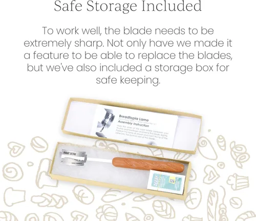Vista 2 de Breadtopia Bread Lame con 5 cuchillas y caja de almacenamiento Herramienta de pan premium Herramienta de corte de masa de pan Perfecta como