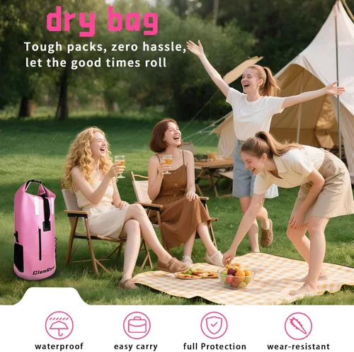 Vista 2 de Bolsa seca de 35 L, mochila impermeable resistente para mujer, material resistente al desgaste para kayak, senderismo, viajes, artículos esenciales