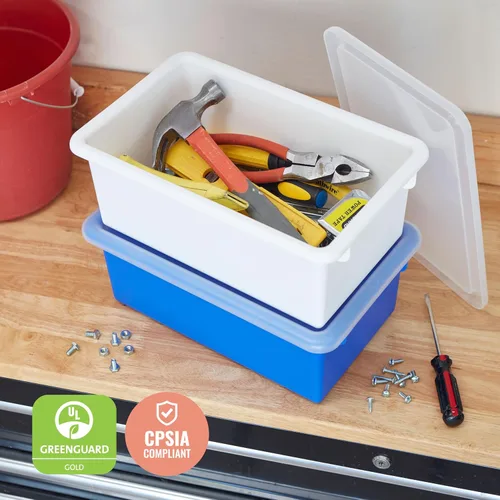 Vista 6 de ECR4Kids Cubo de almacenamiento con tapa, organización multiusos, surtido, 10 piezas