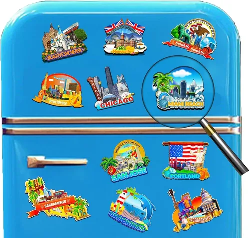 Vista 4 de Imán de madera para nevera de Miami Beach Florida USA Monumentos de madera 3D para viajes, recuerdos coleccionables, decoración hecha a mano -2988