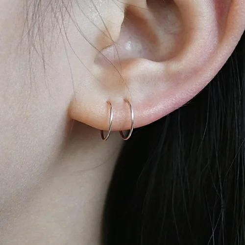 Vista 8 de 14k Rose Gold Filled Mini Huggie Hoop Earrings for Women Girls